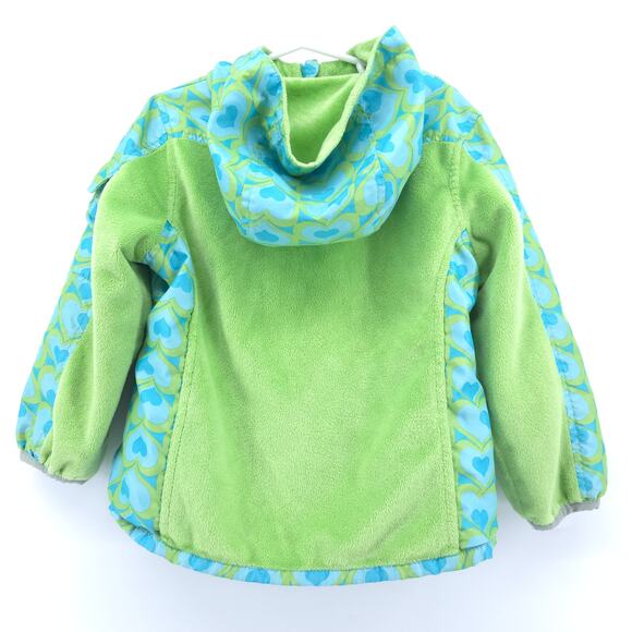 Carters Girl Toddler Reversible Jacket Green & Blue Geometric Heart Pattern 4T - Picture 8 of 10